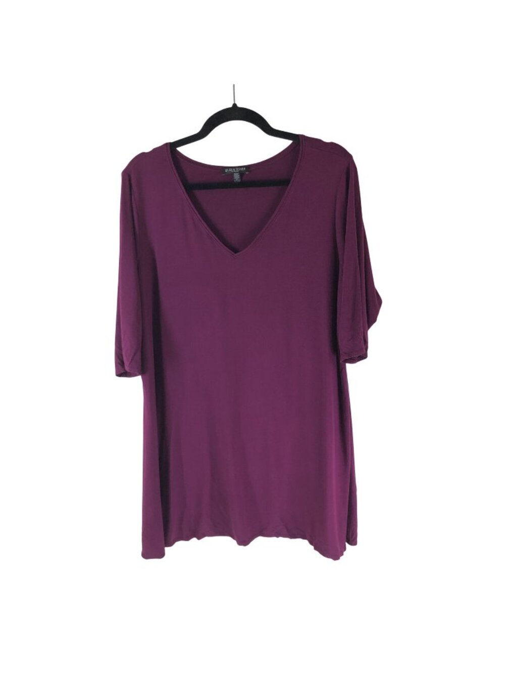 Eileen Fisher Womens V-Neck Purple Tunic Top 1X 3/4 Sleeve Minimalist